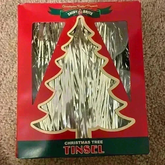 Shiny Brite Christmas Tree Tinsel Silver Christopher Radko HS 1000 Strand 18” - Picture 1 of 2